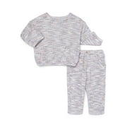 Baby French Terry Sweatshirt and Jogger Outfit Set, 2-Piece, Sizes 0-24 Months